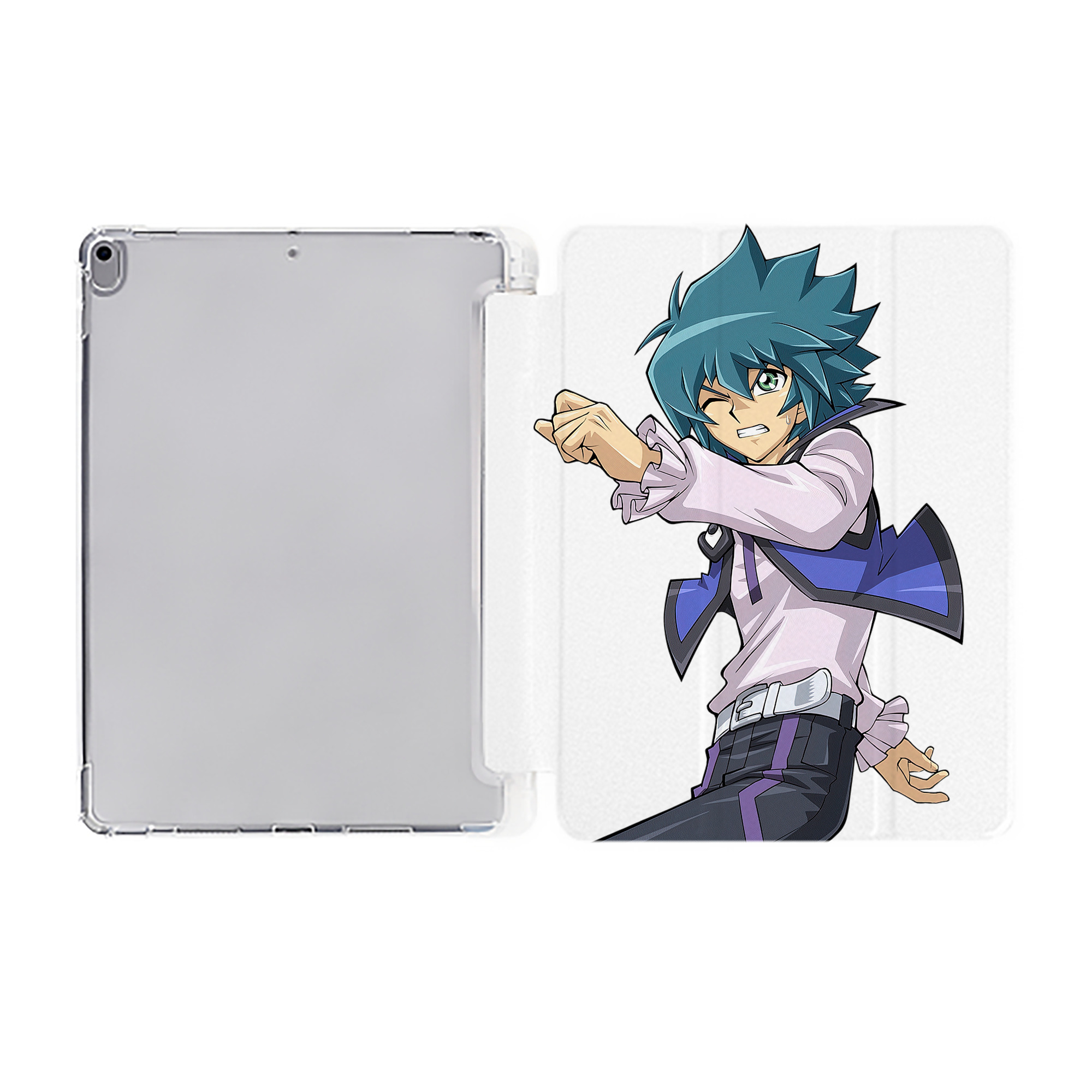 （画像用） 遊☆戯☆王 Yu-Gi-Oh! IPad ケース ペン収納付き 三つ折りスタンド PUレザー×シリコン 対応機種9.5/10.5/10.9インチ